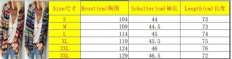 2024 autumn and winter Europe and the United States cross-border Amazon foreign trade loose-fitting comfortable leisure color women printed knitted cardigan women