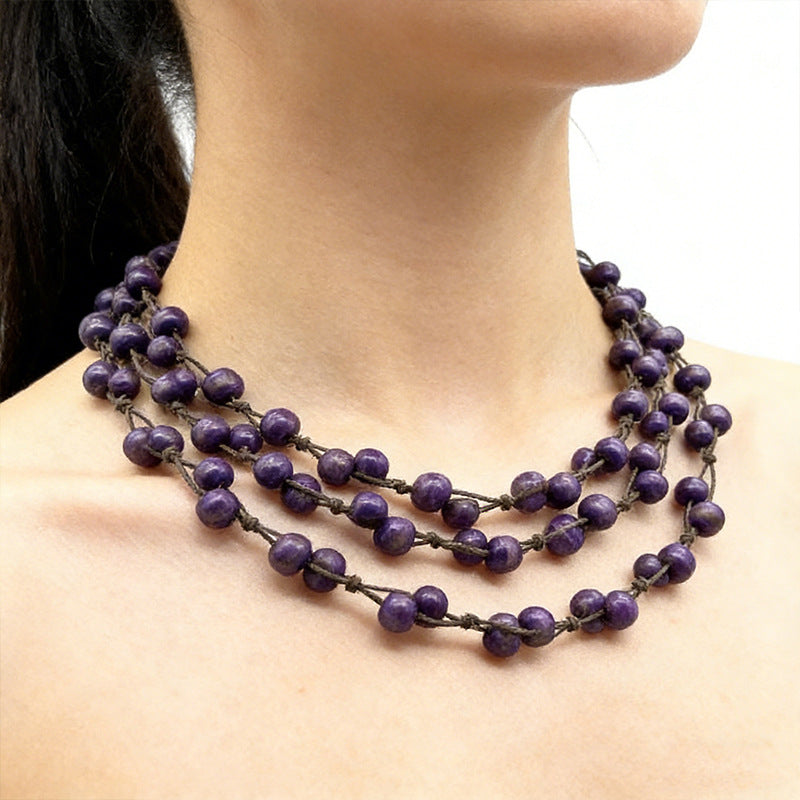 European and American Creative Cross-Border Bohemian Style Multi-Layered Rice Bead Long Necklace Retro Long Niche Versatile Necklace for Women