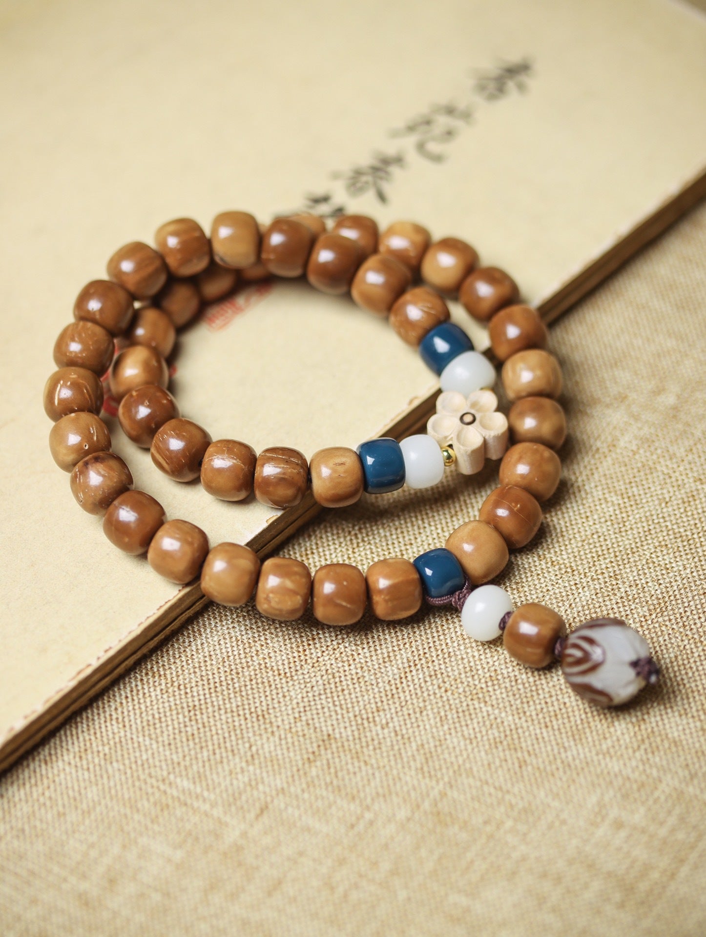 Natural Cook Bodhi Root DIY Woven Handheld Chain Plate Wen Play Chanting Bead String Men's and Women's Long Hanging Pendant