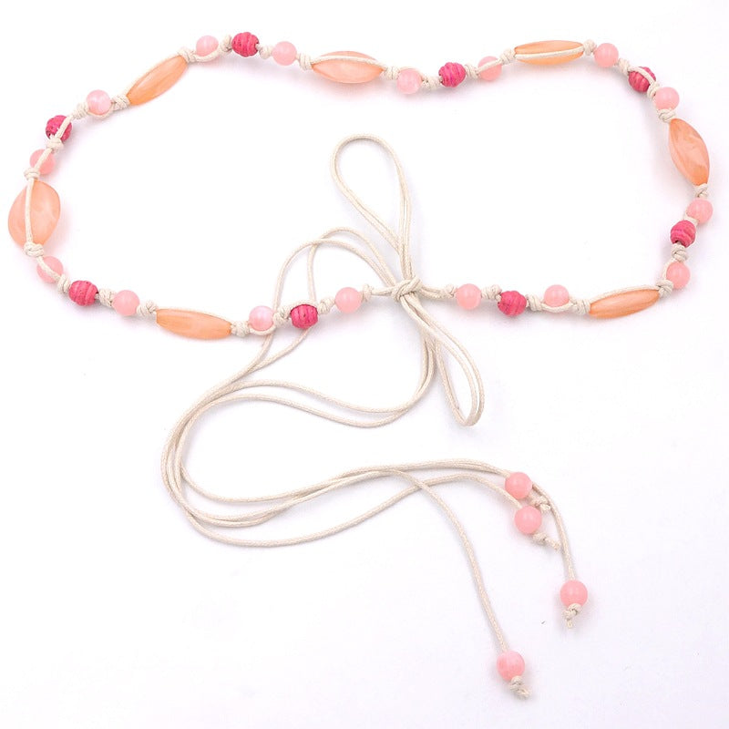 Bohemian style democratic style retro casual waist chain dress waist accessories pink woven waist chain