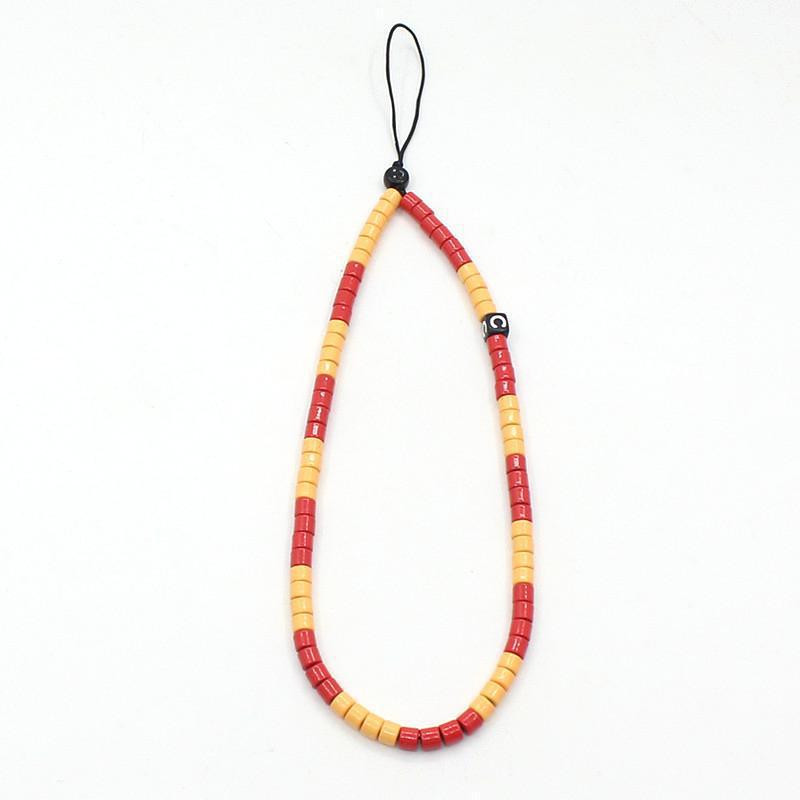Online popular anti-lost mobile phone chain rainbow mobile phone chain same enamel beads DIY mobile phone lanyard factory direct sales