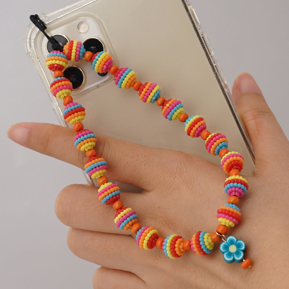 Factory direct supply handmade beaded mobile phone lanyard, Bluetooth speaker lanyard, flashlight, fan, selfie stick, U-disk sling