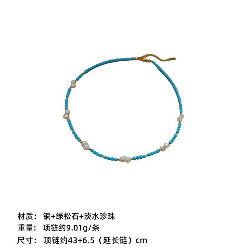 New Chinese Color Oil Dropping Enamel Natural Stone Beaded Necklace Entry Luxury High Fashion Exquisite All-match Clavicle Chain for Women