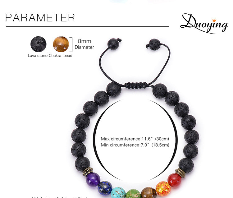 Bracciale Agata Naturale Pietra Vulcanica Yoga - Colorato