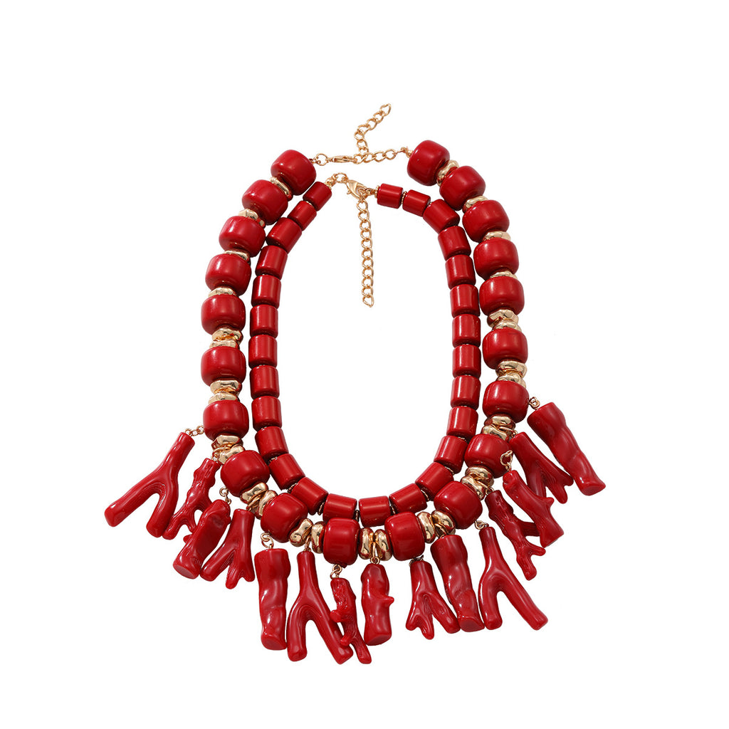 ZA European and American personality exaggerated acrylic irregular branch branch multi-layer necklace summer beach wind cross-border supply