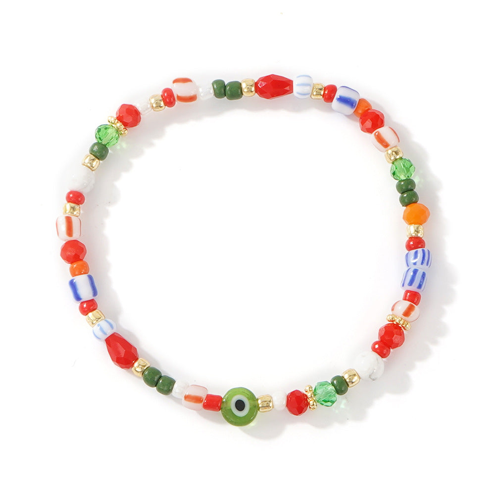 Cross-border Explosions Mixed Color Glass Bracelet Fashion All-match Exotic Color Crystal Bracelet Eye Design Stall