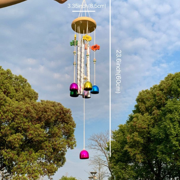 Cross-border Hot Colorful Bell Wind Bell Solid Wood Aluminum Tube Home Balcony Hanging Wind Bell Decoration Wall Decoration Wholesale