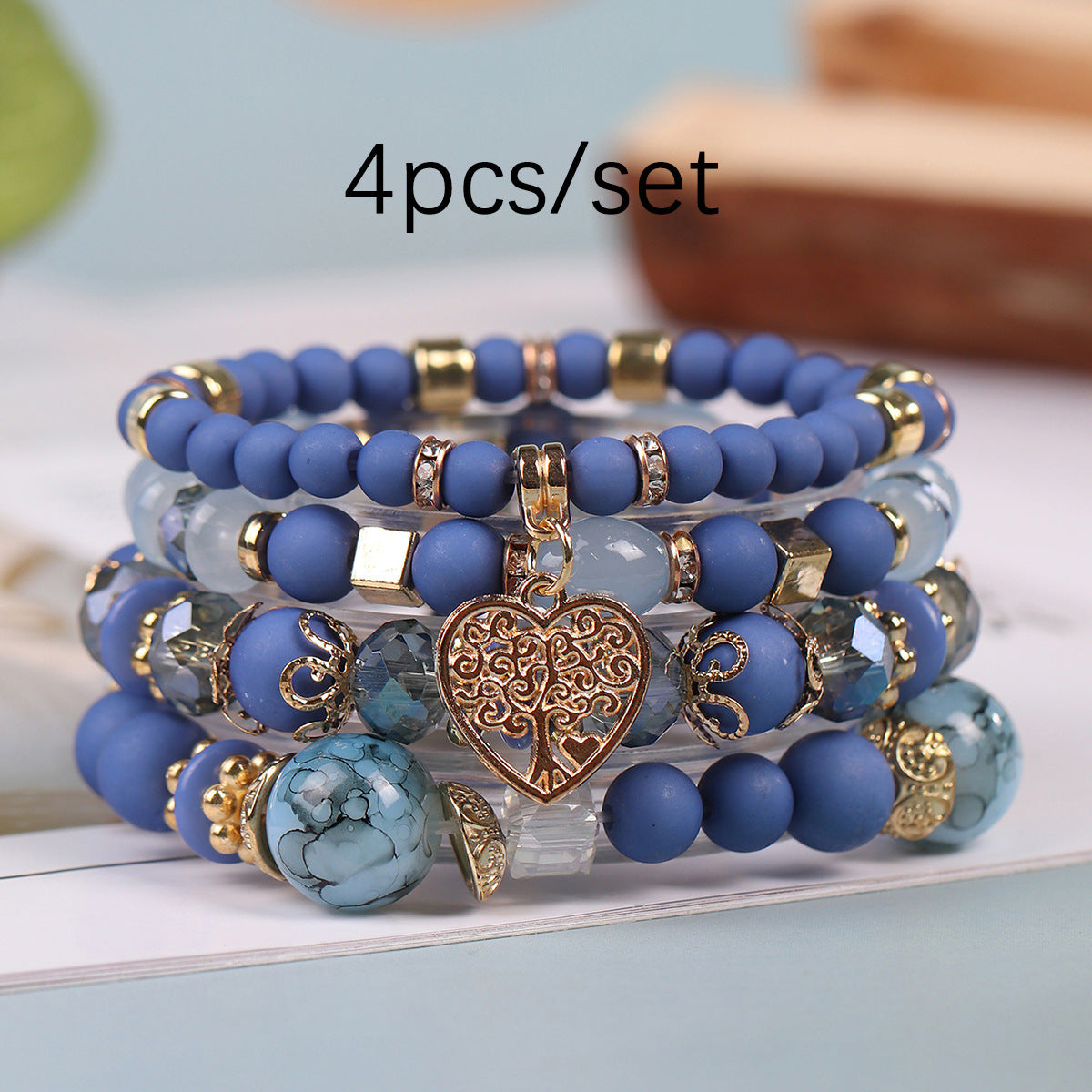 European and American Hot Sale Bohemian Style Multi-layer Hollow Love Pendant Tassel Bracelet suit Glass Beads Multi-layer Jewelry