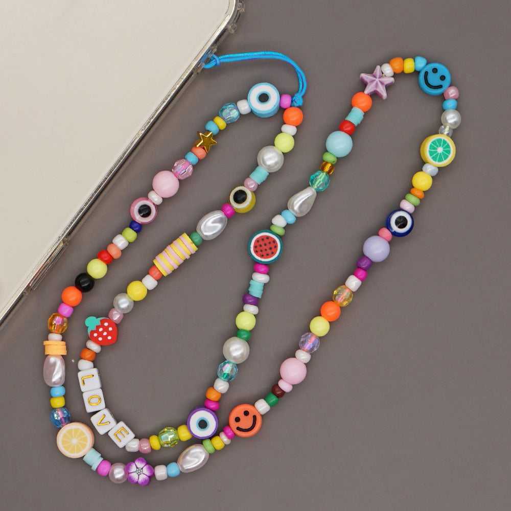 Factory direct supply handmade beaded mobile phone lanyard, Bluetooth speaker lanyard, flashlight, fan, selfie stick, U-disk sling