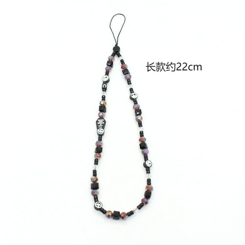 Online popular anti-lost mobile phone chain rainbow mobile phone chain same enamel beads DIY mobile phone lanyard factory direct sales