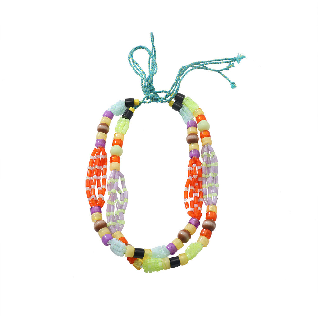 Za European and American Exaggerated Big-Name Multi-Layer Summer Beach Natural Vacation Style Necklace Handmade Rice Beads Cross-Border Supply