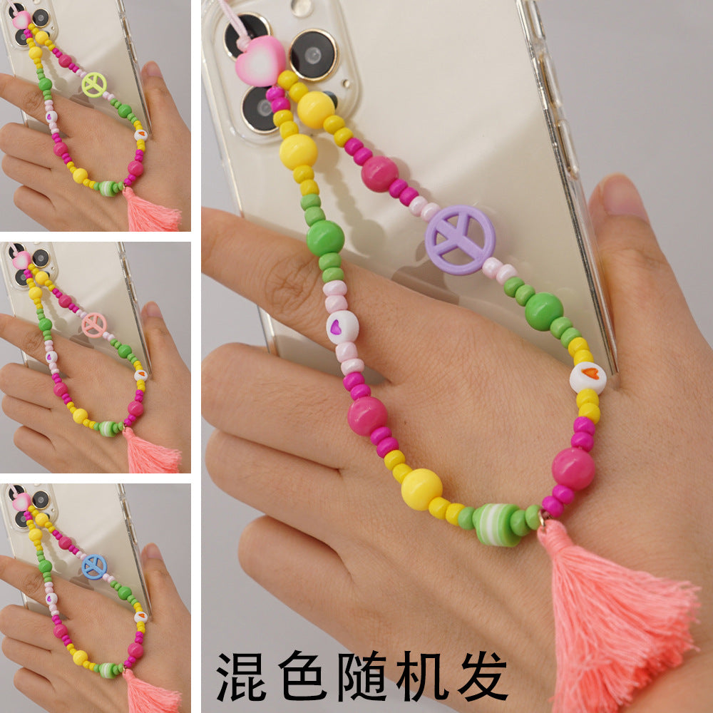 Factory direct supply handmade beaded mobile phone lanyard, Bluetooth speaker lanyard, flashlight, fan, selfie stick, U-disk sling