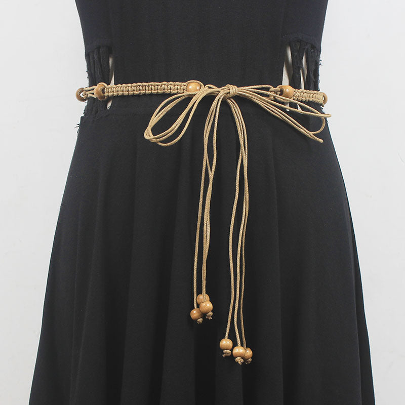 Cintura Etnica Intrecciata con Conchiglie e Nappine - Donna
