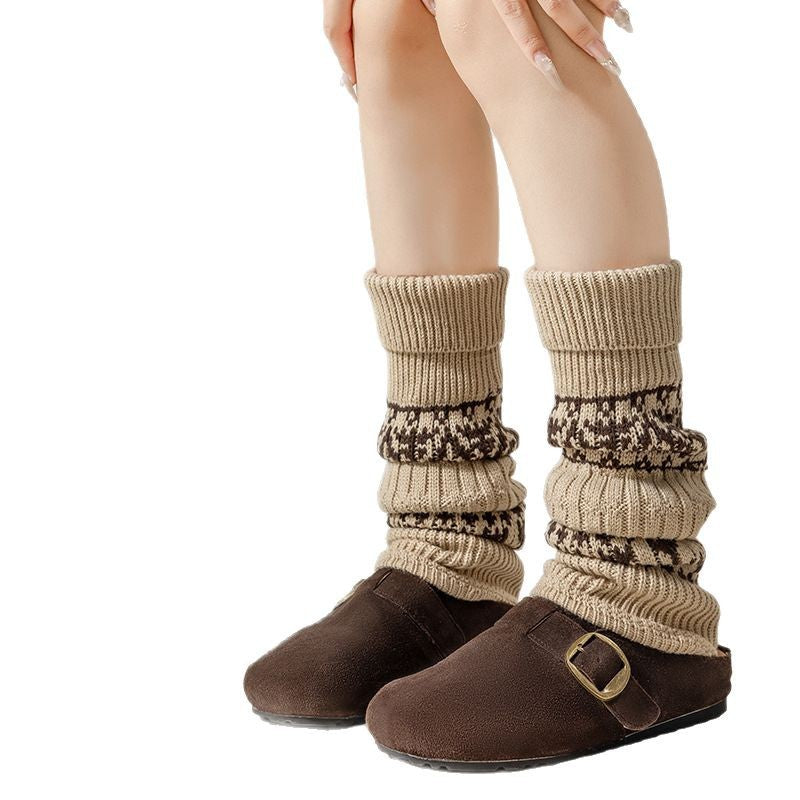 Calf socks wool warm autumn and winter with Birkenneth shoes knitted pile leg vintage winter women's snow boots socks