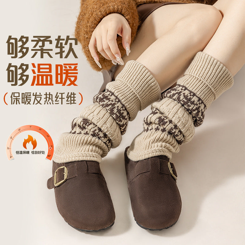 Calf socks wool warm autumn and winter with Birkenneth shoes knitted pile leg vintage winter women's snow boots socks