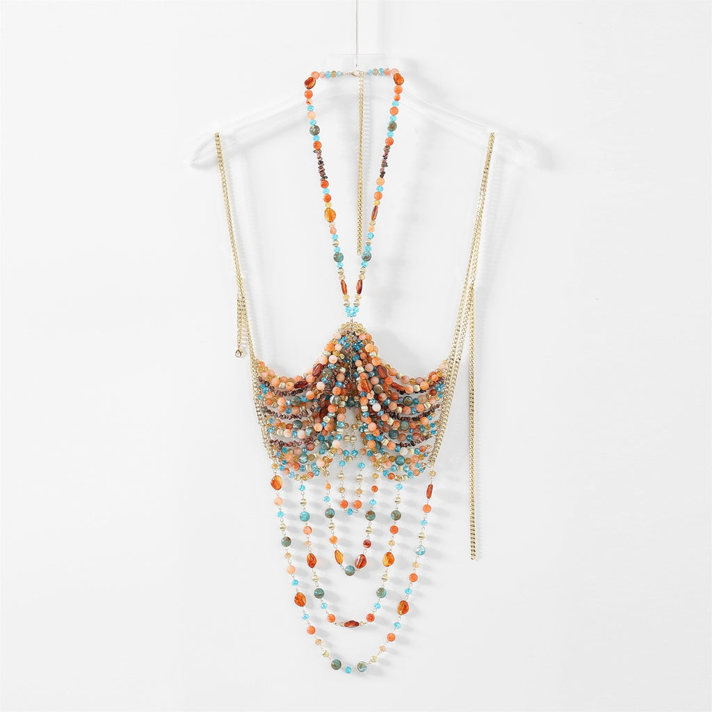 European and American Cross-Border Women's Clothing Sexy Halterneck Camisole Women's Outer Wear Inner Wear Tube Top Chest Ornaments Beaded Body Chain 2003
