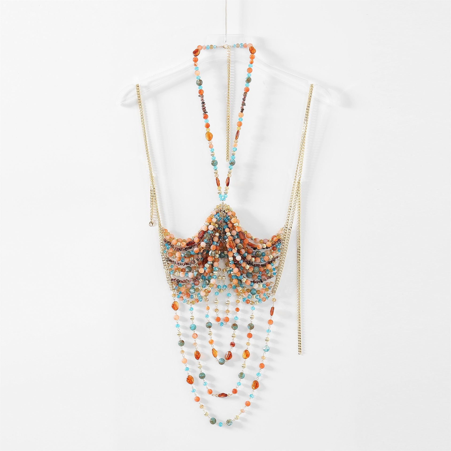 European and American Cross-Border Women's Clothing Sexy Halterneck Camisole Women's Outer Wear Inner Wear Tube Top Chest Ornaments Beaded Body Chain 2003