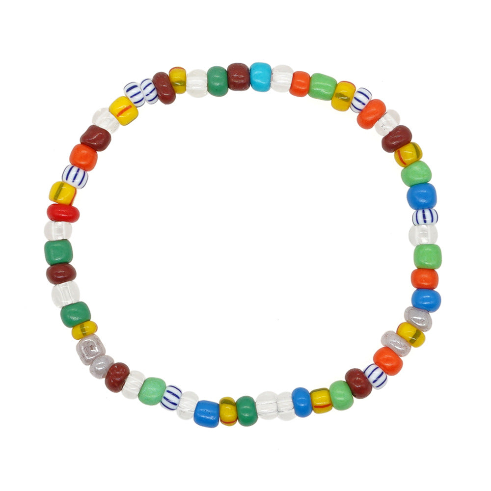 Ins Rainbow Bead Woven Bracelet Cross-border Multicolor Mix Fashion Jewelry Gift Stretch Bracelet Factory Wholesale