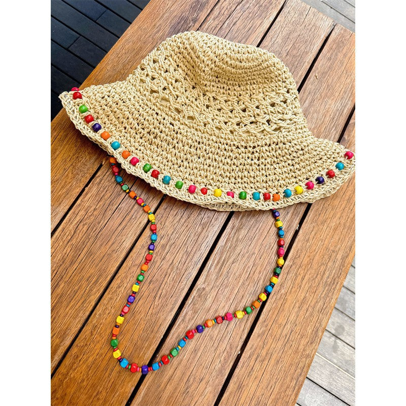 Cappello di Paglia Pescatore con Perline Colorato - Estate