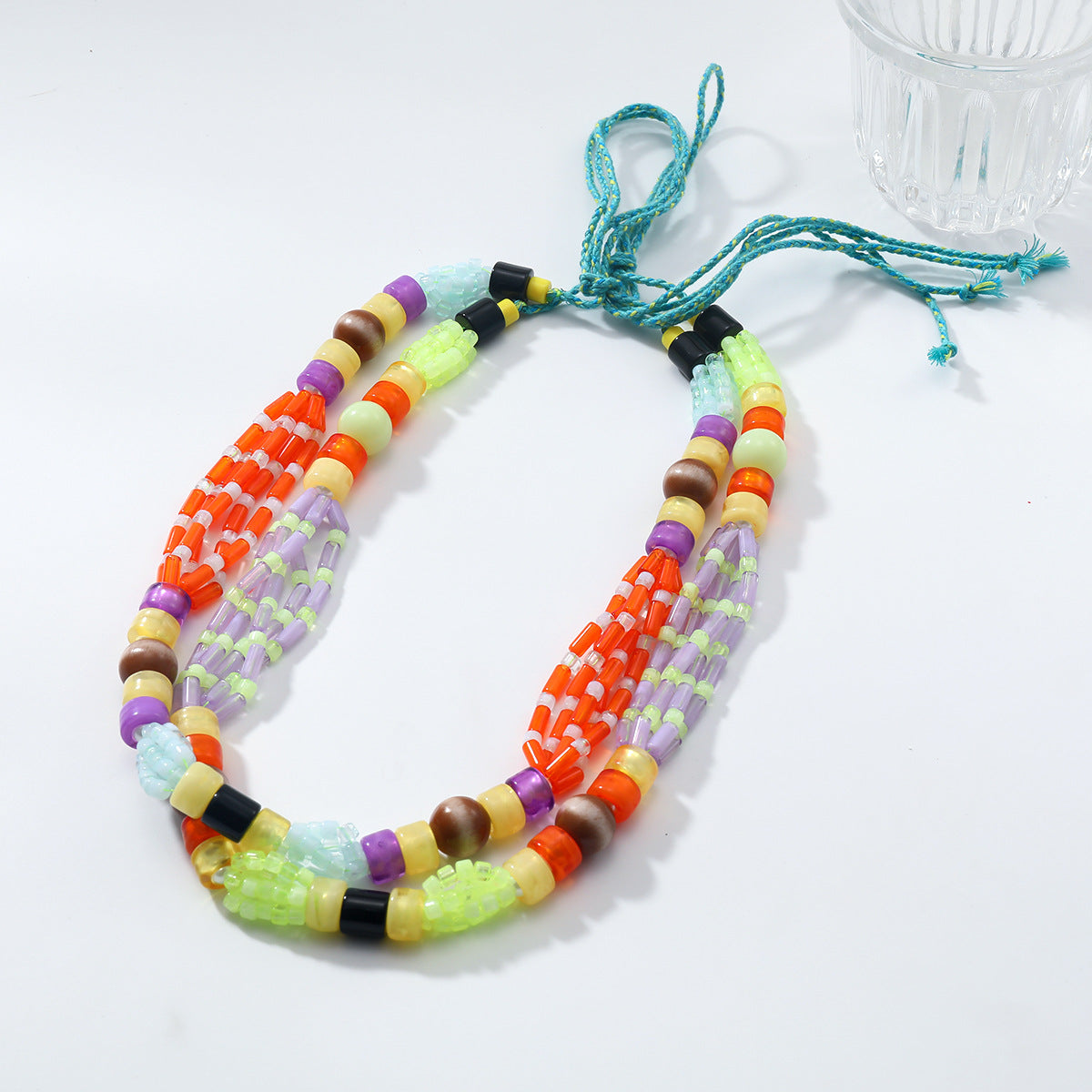 Za European and American Exaggerated Big-Name Multi-Layer Summer Beach Natural Vacation Style Necklace Handmade Rice Beads Cross-Border Supply