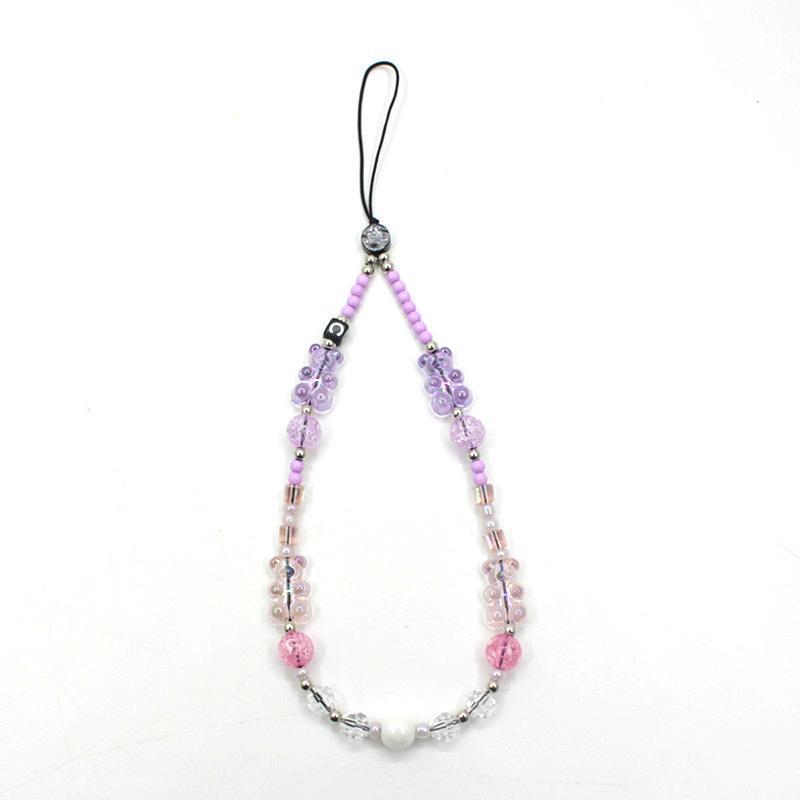 Online popular anti-lost mobile phone chain rainbow mobile phone chain same enamel beads DIY mobile phone lanyard factory direct sales