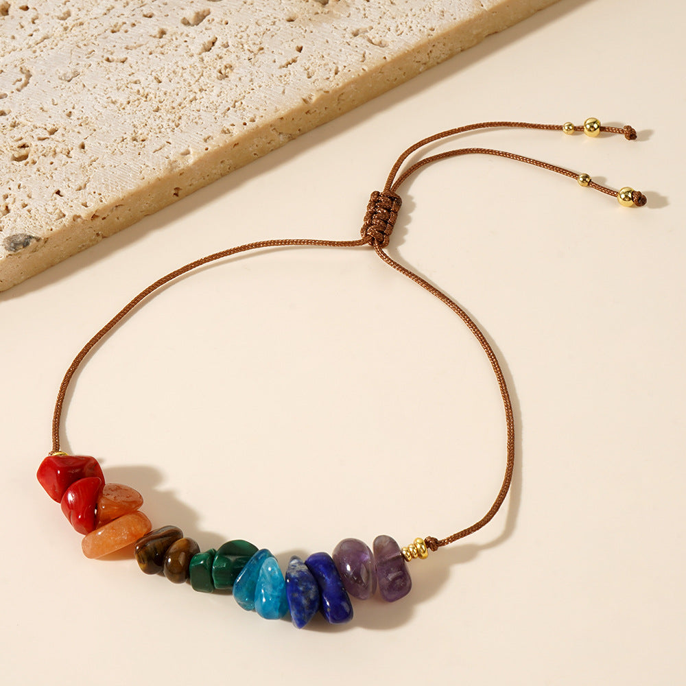 Amazon New Gravel Combination Bracelet Creative Citrine Tiger Eye Implicit Beaded Wax Line Bracelet for Women