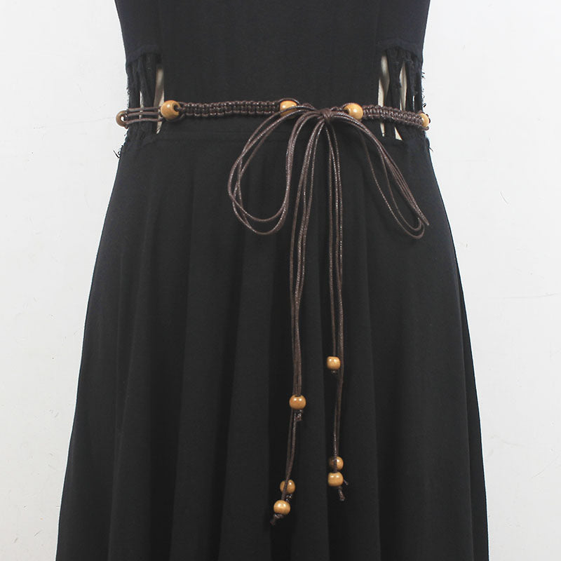 Cintura Etnica Intrecciata con Conchiglie e Nappine - Donna