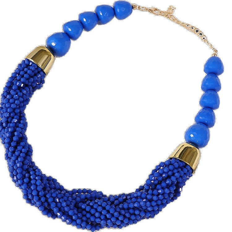 Cross-Border Woven Three-Piece Set of Beaded Rice Beads Multi-Layer Exaggerated Retro Ethnic Style Bohemian Necklace Set for Women