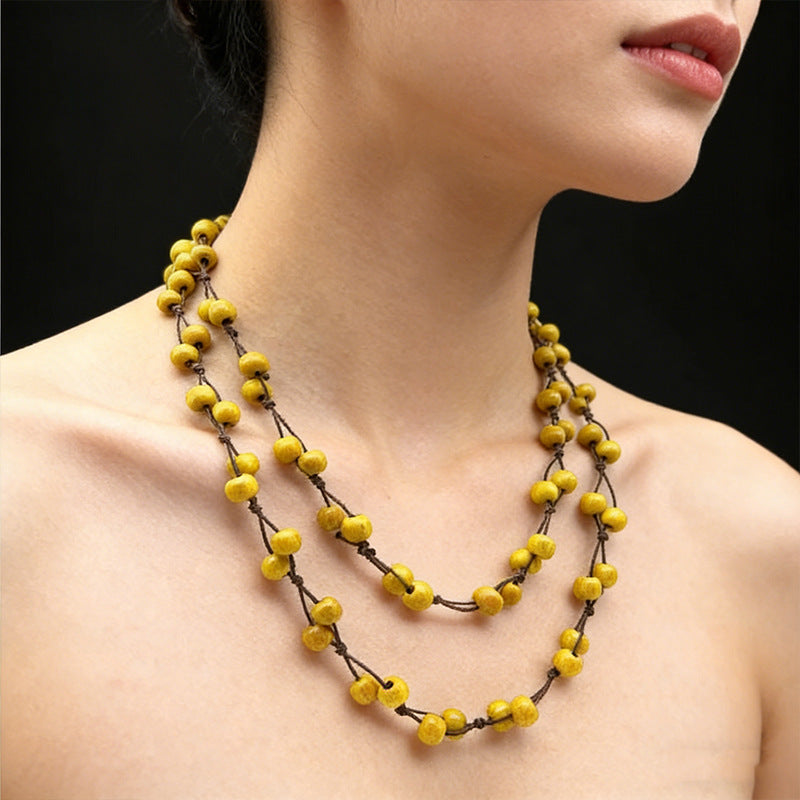 European and American Creative Cross-Border Bohemian Style Multi-Layered Rice Bead Long Necklace Retro Long Niche Versatile Necklace for Women