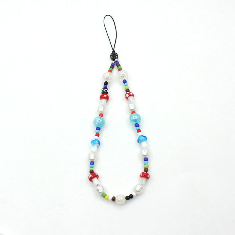 Online popular anti-lost mobile phone chain rainbow mobile phone chain same enamel beads DIY mobile phone lanyard factory direct sales