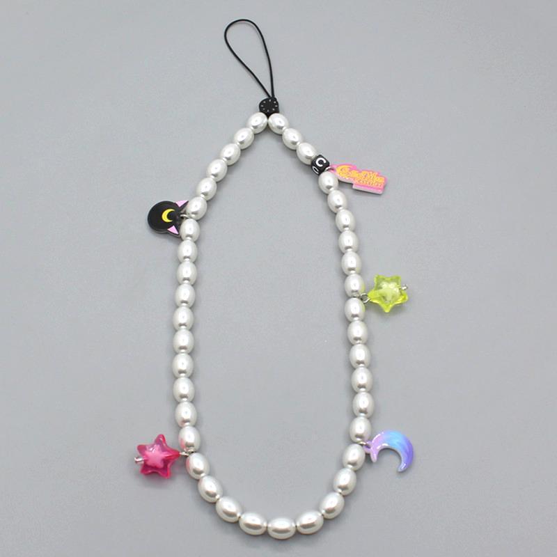 Online popular anti-lost mobile phone chain rainbow mobile phone chain same enamel beads DIY mobile phone lanyard factory direct sales
