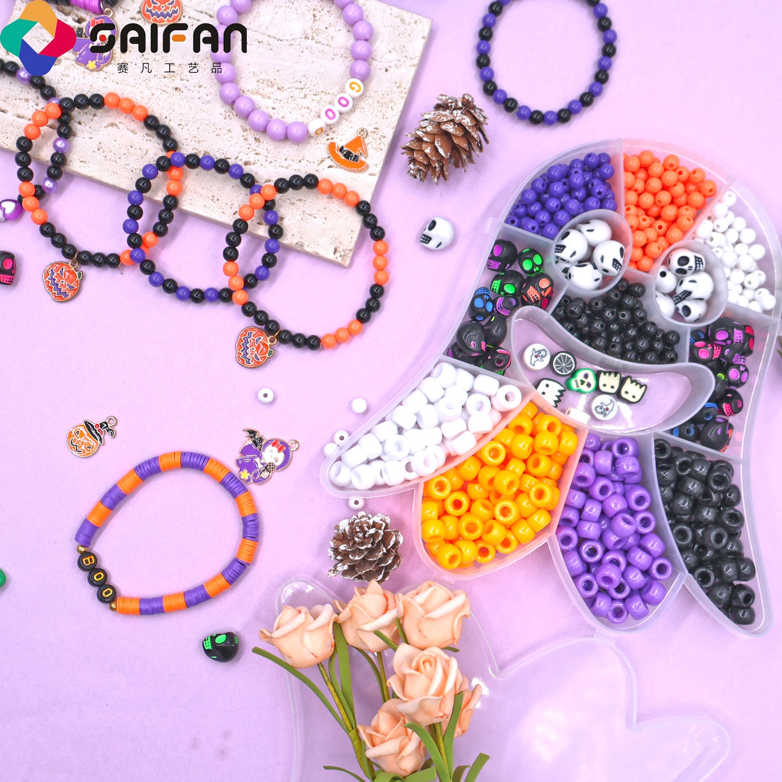 Cross-Border Ghost Box Halloween Bracelet Beaded DIY Material Package Set Bracelet Beaded Jewelry Accessories Beads