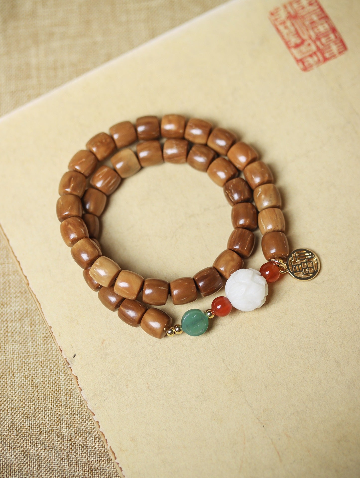 Natural Cook Bodhi Root DIY Woven Handheld Chain Plate Wen Play Chanting Bead String Men's and Women's Long Hanging Pendant