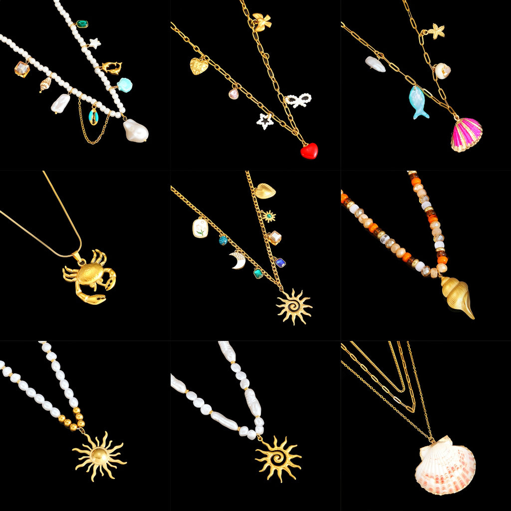Cross-Border Stainless Steel Necklace Shell Titanium Steel Pendant New Pearl Jewelry Seaside Accessories European and American Non-Fading Jewelry