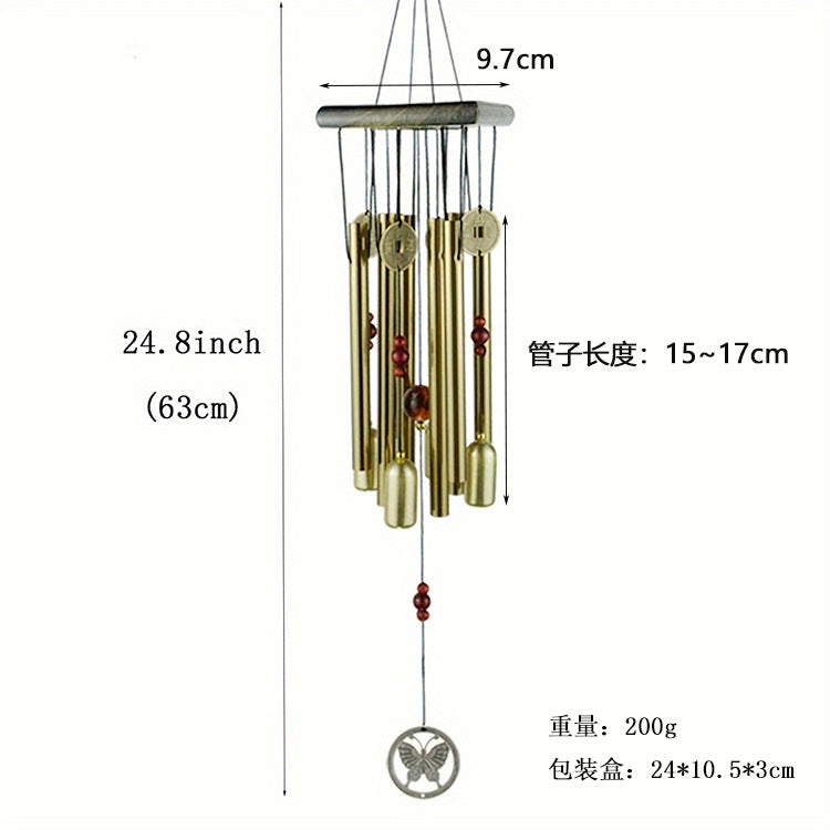 Cross-border explosions six-tube retro classic metal wind chime high sense aluminum tube metal hanging decoration home decoration wind chime