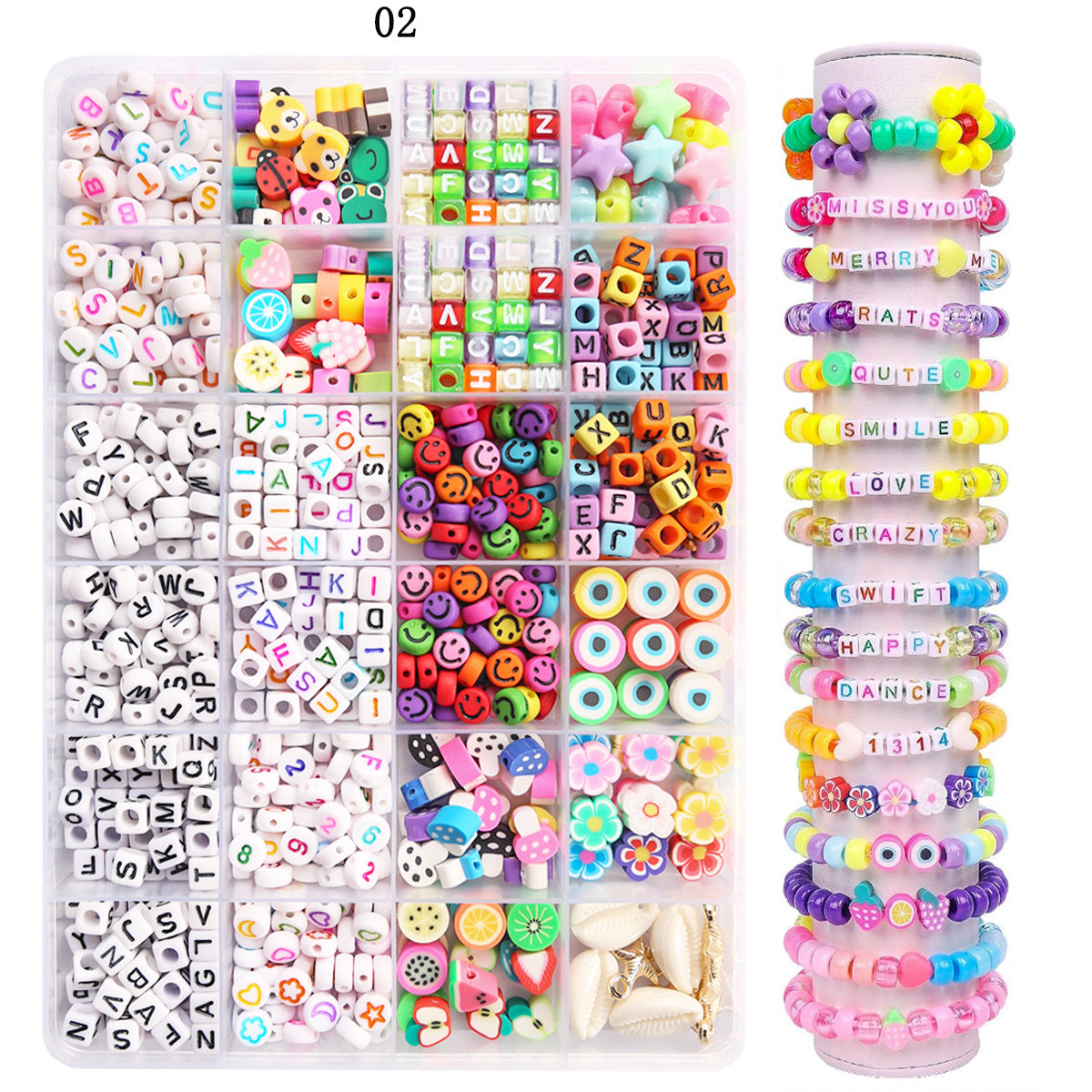 Cross-Border Bucket Beads DIY Accessories Kidsren's Pony Beads DIY Bracelet Jewelry Accessories Material Package Full Set
