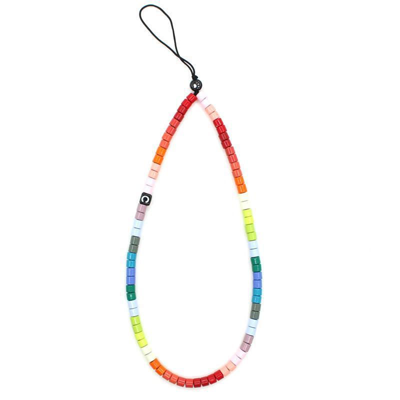 Online popular anti-lost mobile phone chain rainbow mobile phone chain same enamel beads DIY mobile phone lanyard factory direct sales