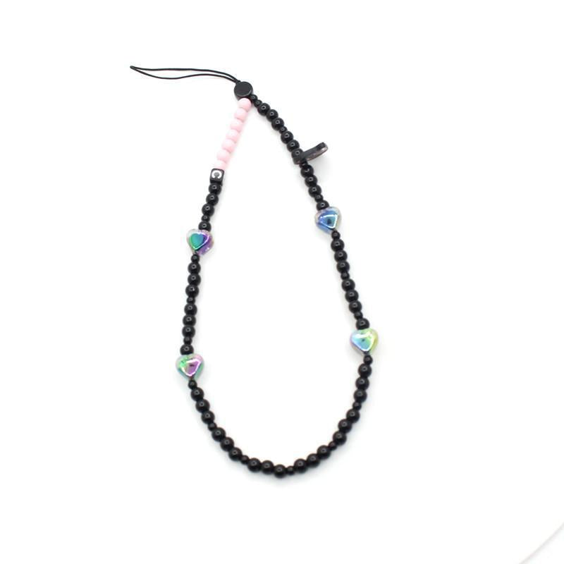 Online popular anti-lost mobile phone chain rainbow mobile phone chain same enamel beads DIY mobile phone lanyard factory direct sales