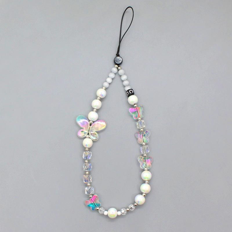 Online popular anti-lost mobile phone chain rainbow mobile phone chain same enamel beads DIY mobile phone lanyard factory direct sales