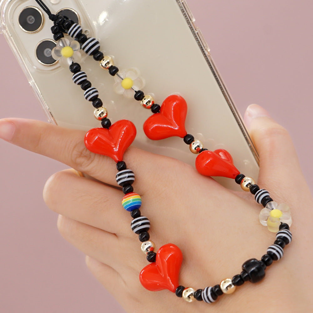 Factory direct supply handmade beaded mobile phone lanyard, Bluetooth speaker lanyard, flashlight, fan, selfie stick, U-disk sling