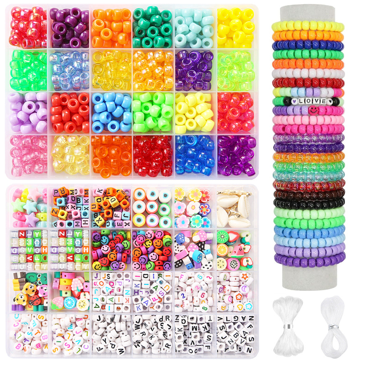 Cross-Border Bucket Beads DIY Accessories Kidsren's Pony Beads DIY Bracelet Jewelry Accessories Material Package Full Set