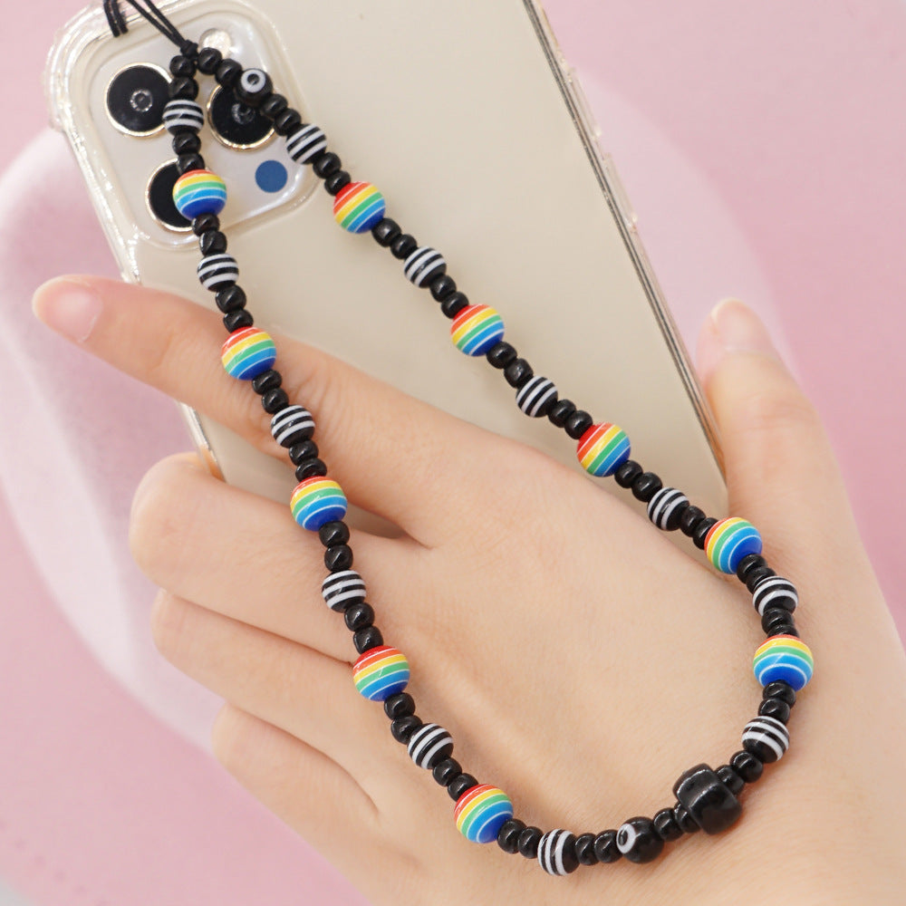 Factory direct supply handmade beaded mobile phone lanyard, Bluetooth speaker lanyard, flashlight, fan, selfie stick, U-disk sling