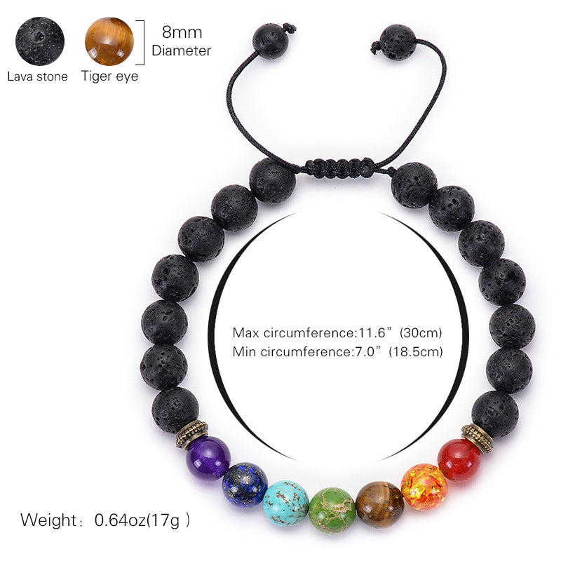 Bracciale Agata Naturale Pietra Vulcanica Yoga - Colorato