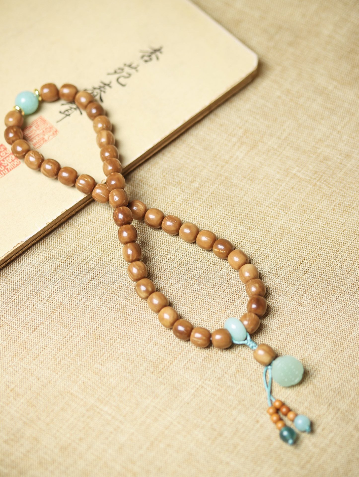 Natural Cook Bodhi Root DIY Woven Handheld Chain Plate Wen Play Chanting Bead String Men's and Women's Long Hanging Pendant