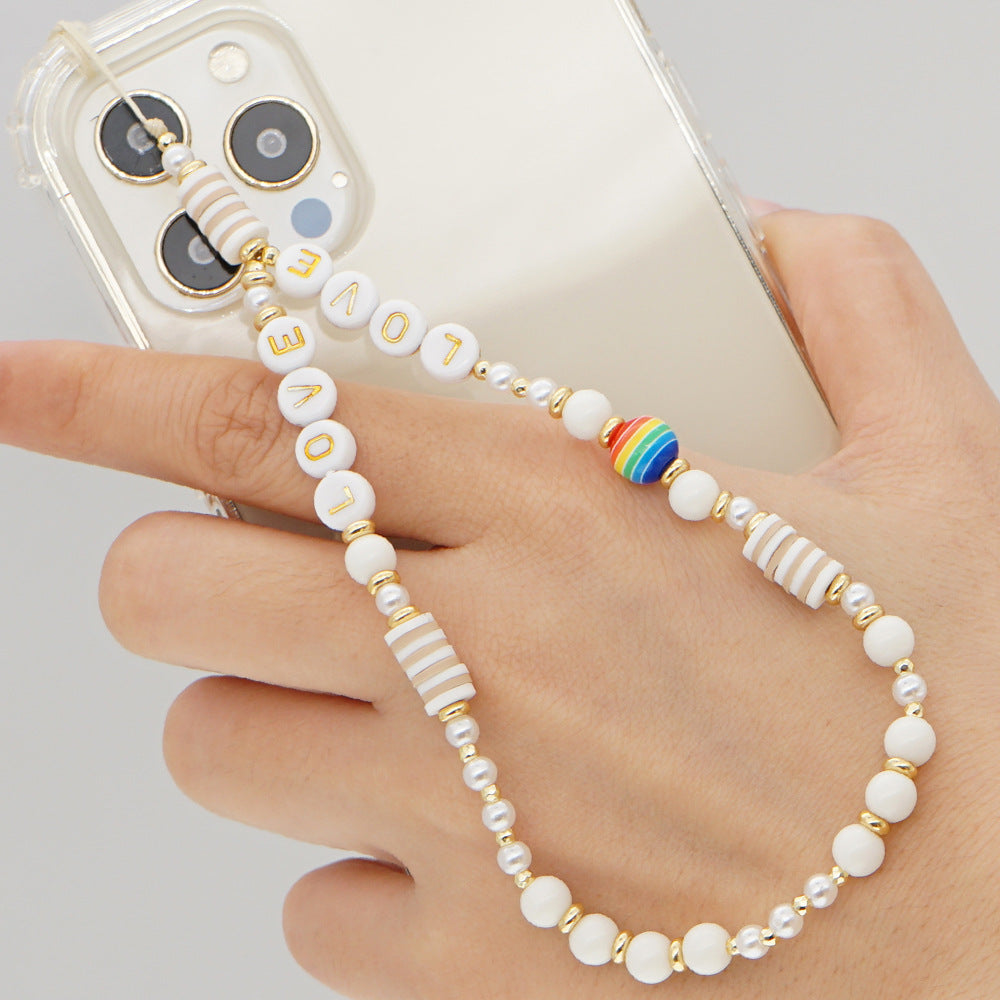 Factory direct supply handmade beaded mobile phone lanyard, Bluetooth speaker lanyard, flashlight, fan, selfie stick, U-disk sling