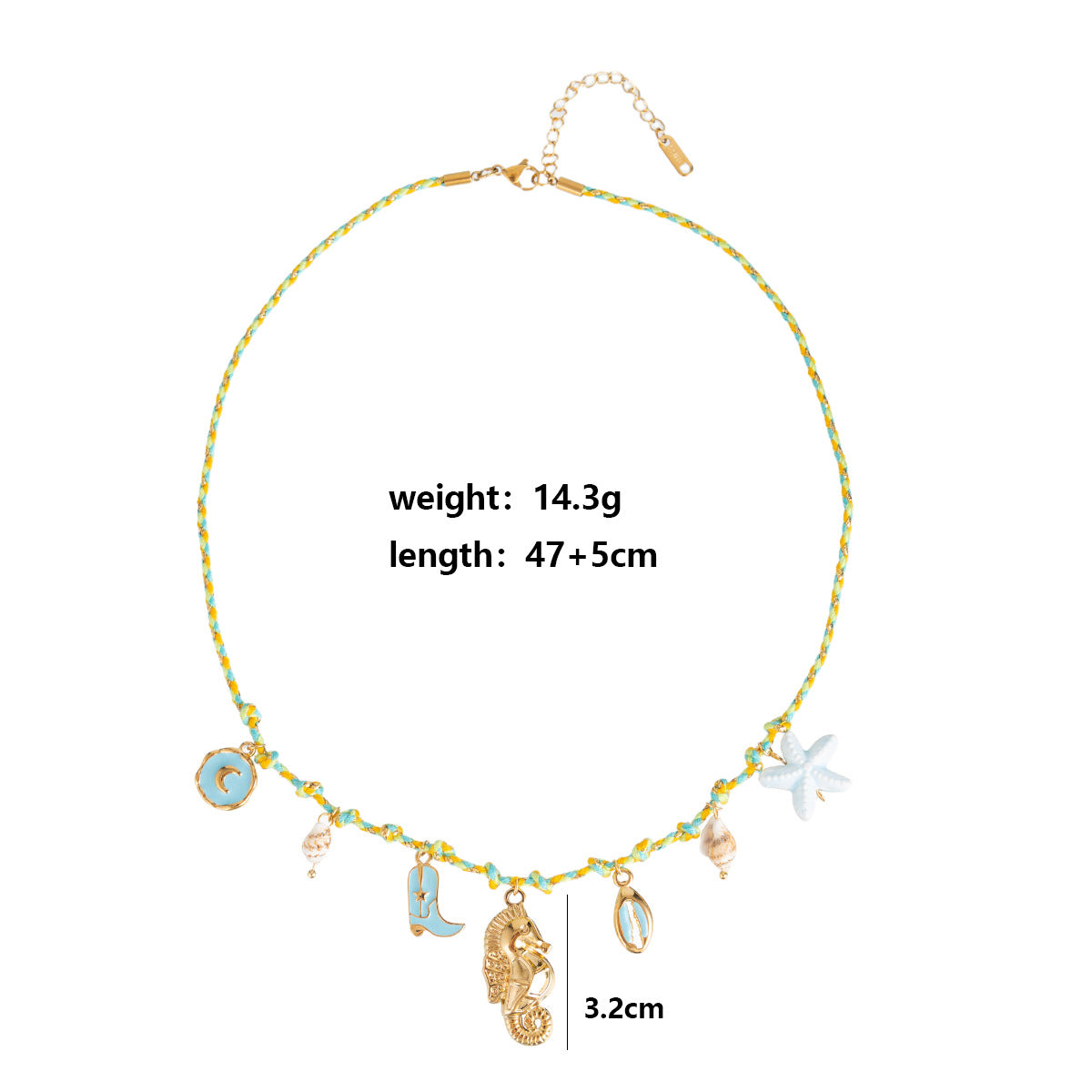 Stainless Steel Personalized DIY Multi-Pendant Necklace European and American Fashion Sun Moon Shell Ceramic Hand-Woven Chain Ins