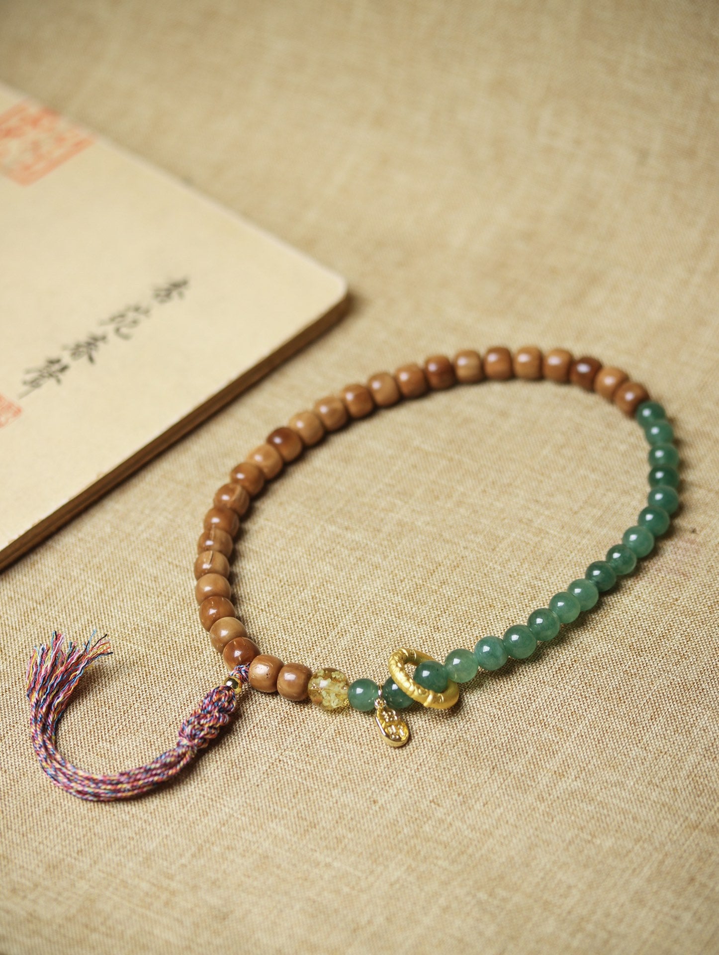Natural Cook Bodhi Root DIY Woven Handheld Chain Plate Wen Play Chanting Bead String Men's and Women's Long Hanging Pendant