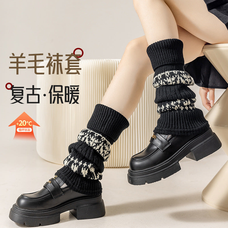 Calf socks wool warm autumn and winter with Birkenneth shoes knitted pile leg vintage winter women's snow boots socks