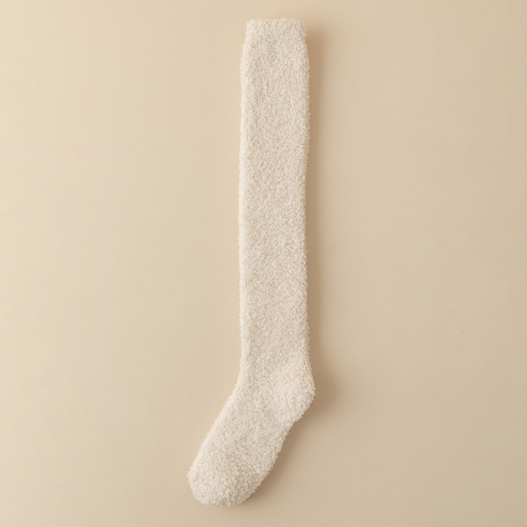 Coral velvet socks women's knee socks autumn and winter fleece-lined thick long tube warm floor sleep calf socks high socks
