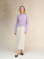 Maglia A Treccia Cashmere Mix Girocollo Taglio Corto